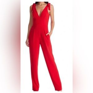 Dress the Population red jumpsuit